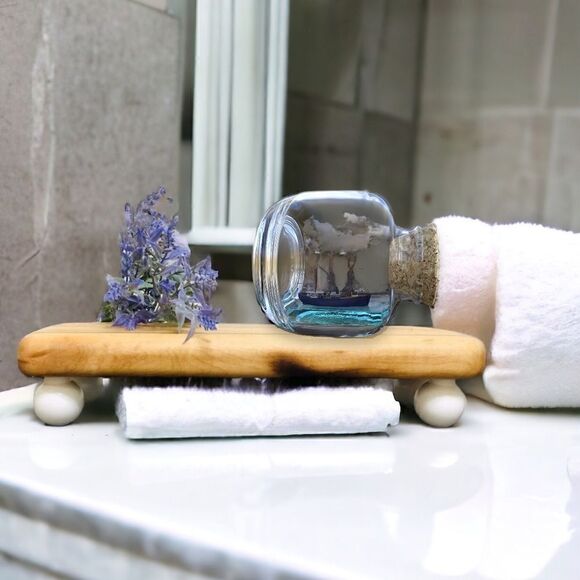 Repurposed Wood Cutting Board Riser Vintage Ball Knob Feet - Picture 2 of 16